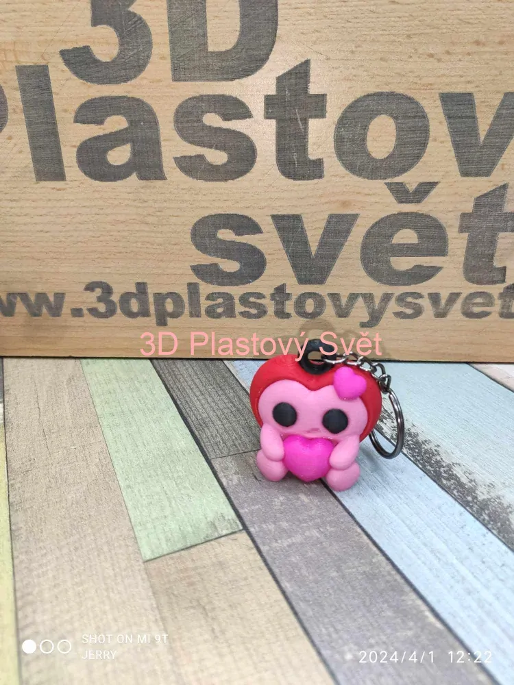 Srdíčko s otevřenými oči - klíčenka