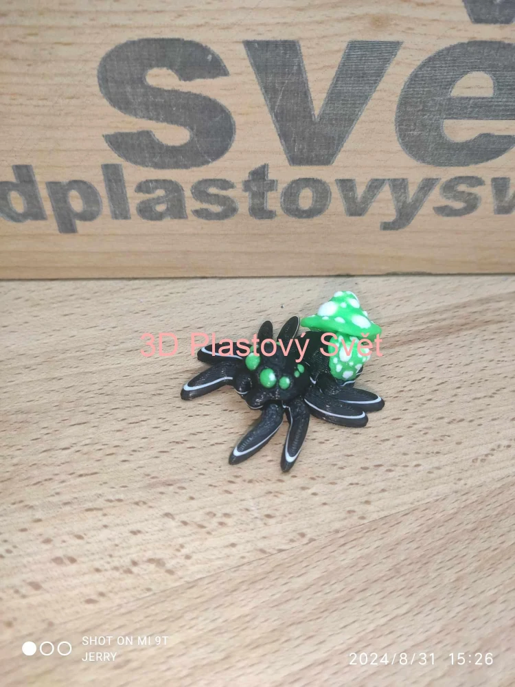 Malý pavouček s muchomůrkou - hýbací - barevný