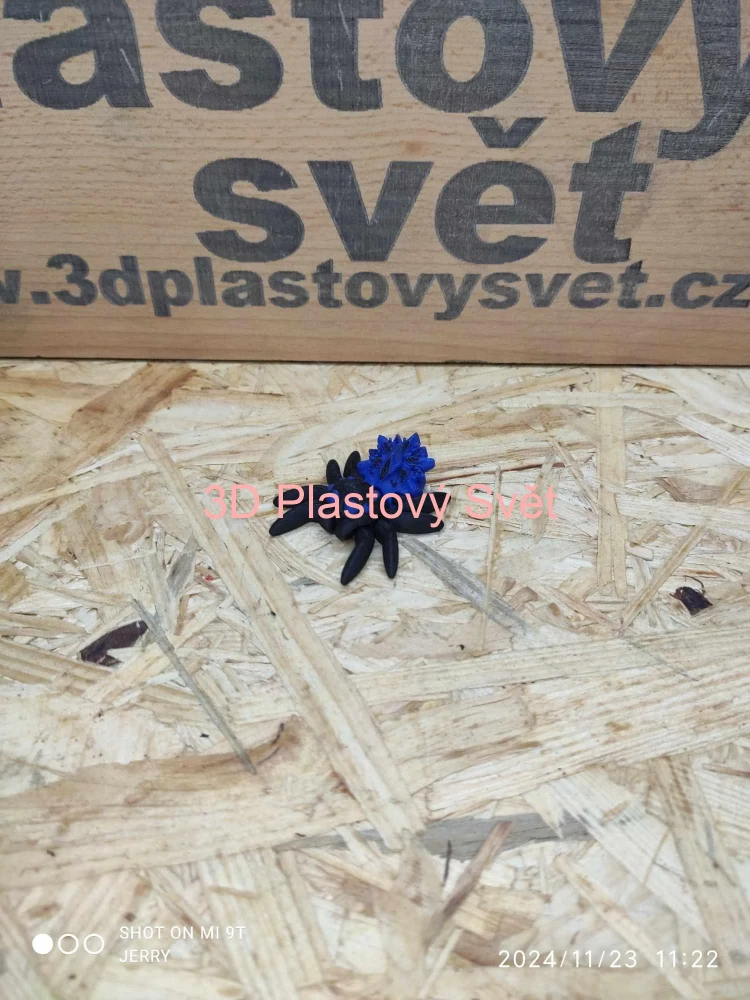 Malý pavouček se sněhovou vločkou