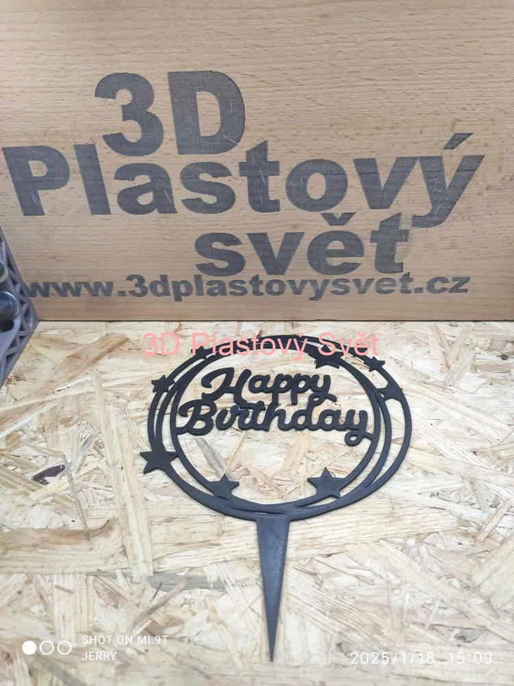 Happy Birthday v kruhu s kvězdičkami - 2D - zápich