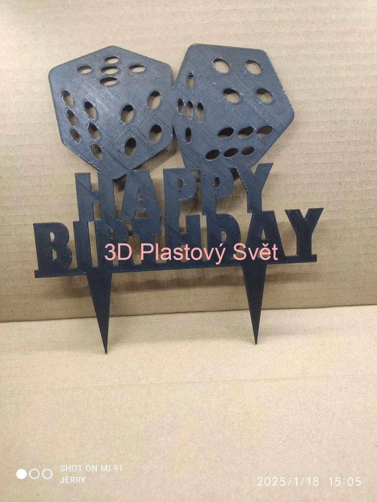 Happy Birthday Kostky - 2D - zápich