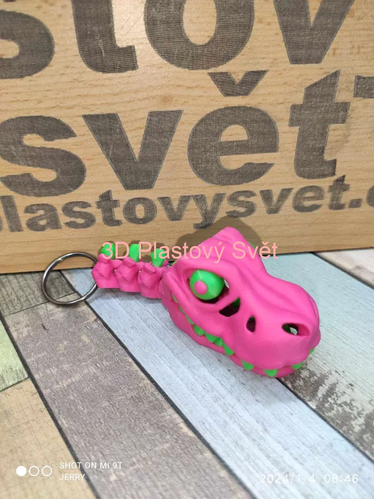 Lebka T-Rex s oči- klíčenka - dvoubarevné