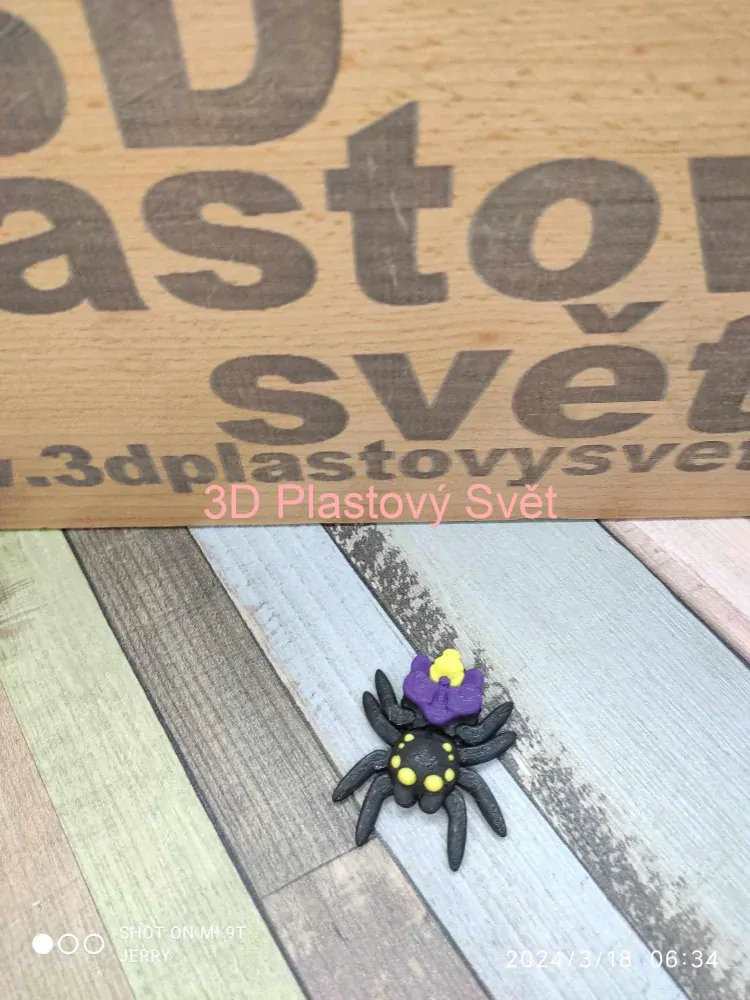 Malý pavouček s orchidejí - hýbací - barevný