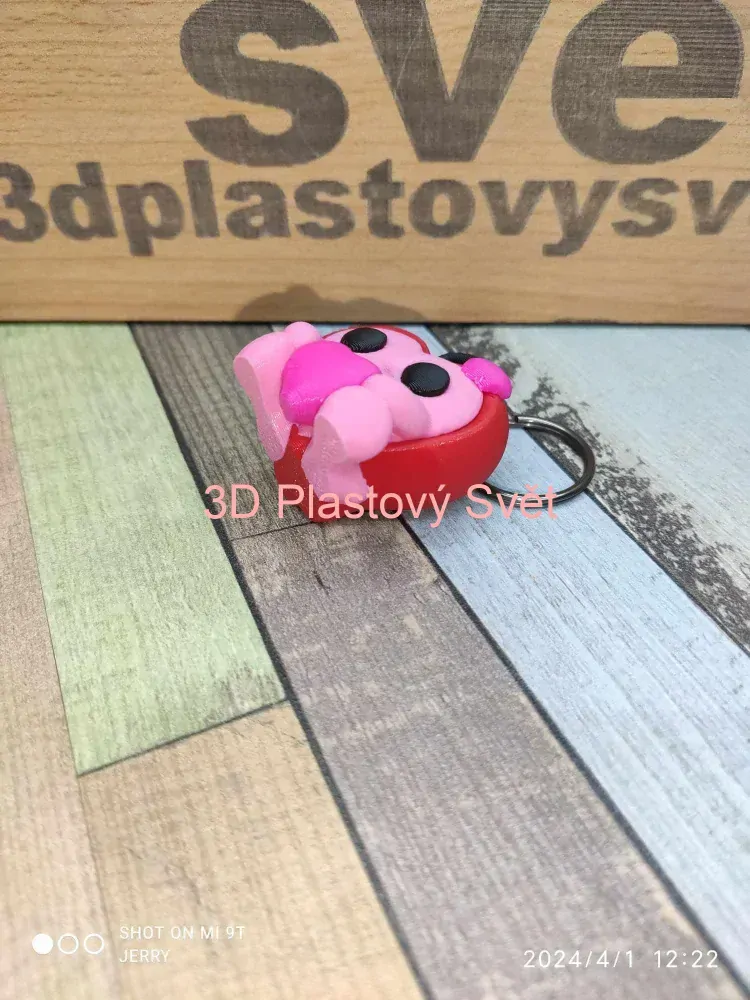 Srdíčko s otevřenými oči - klíčenka
