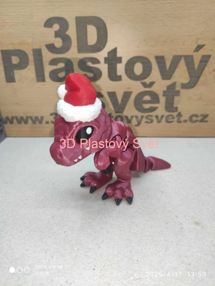 Vánoční T-Rex s čepicí