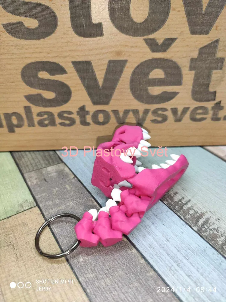 Lebka T-Rex - klíčenka - dvoubarevné