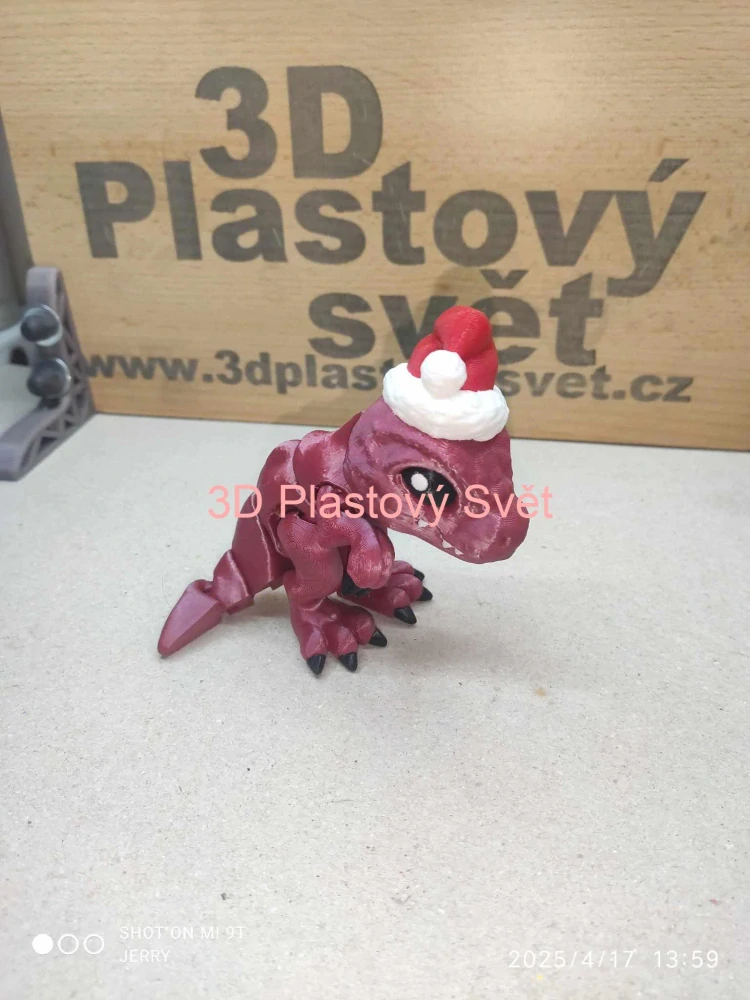 Vánoční T-Rex s čepicí