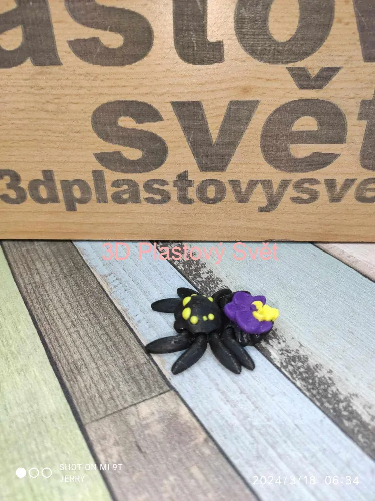 Malý pavouček s orchidejí - hýbací - barevný