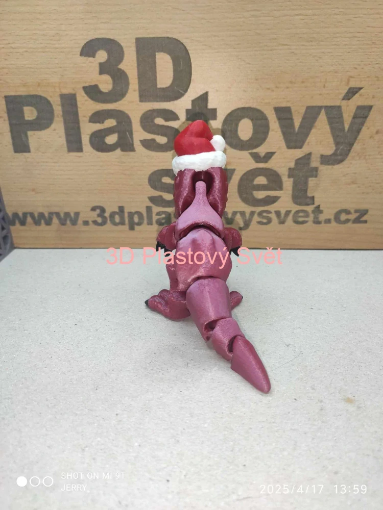 Vánoční T-Rex s čepicí