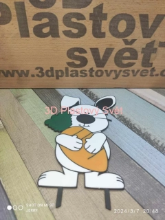 Zajíc s mrkví - 2D - barevný - zápich