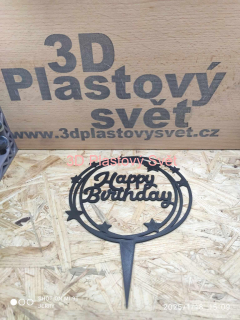 Happy Birthday v kruhu s kvězdičkami - 2D - zápich